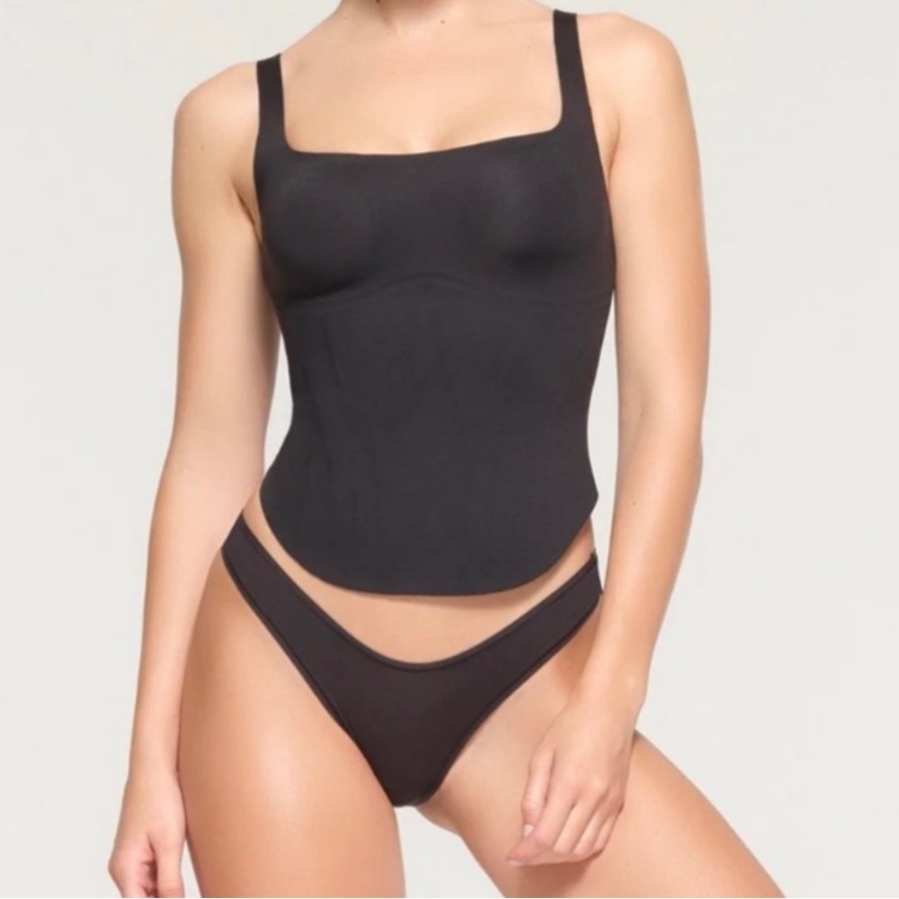 NWT Skims Bonded corset group long‎ corset onyx size XS black